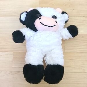 Cute Black/White Cow Stuffed Animals Soft Cuddly Cow Plush 9 1/2" Toy for Kids